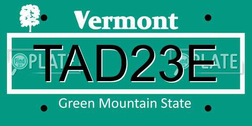 TAD23E Vermont License Plate