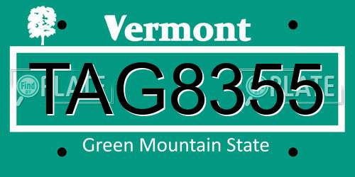 TAG8355 Vermont License Plate