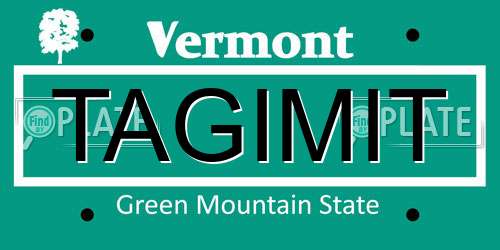 TAGIMIT Vermont License Plate