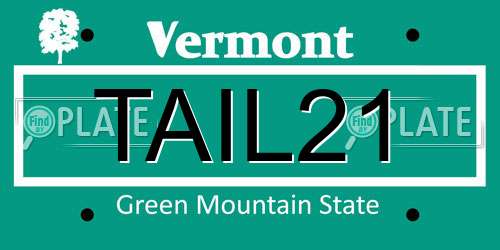 TAIL21 Vermont License Plate