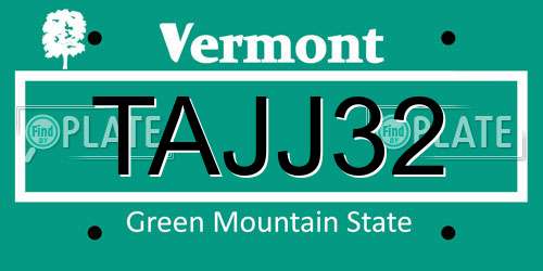 TAJJ32 Vermont License Plate