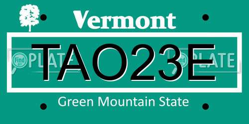 TAO23E Vermont License Plate