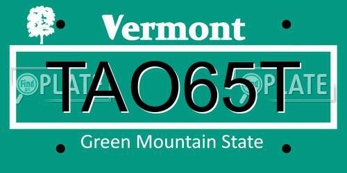 TAO65T Vermont License Plate