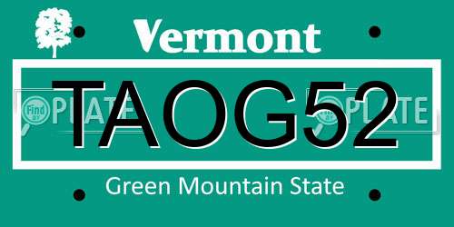 TAOG52 Vermont License Plate
