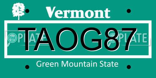 TAOG87 Vermont License Plate