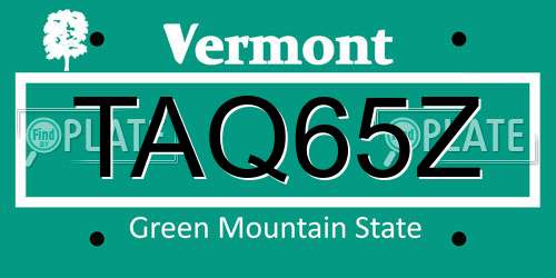 TAQ65Z Vermont License Plate