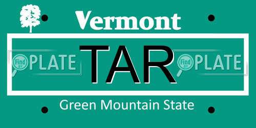 TAR Vermont License Plate