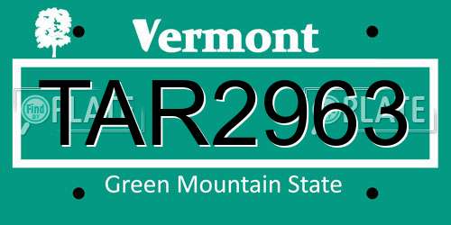 TAR2963 Vermont License Plate