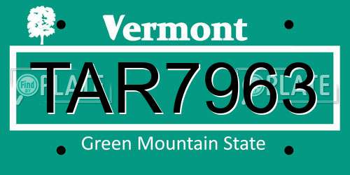 TAR7963 Vermont License Plate