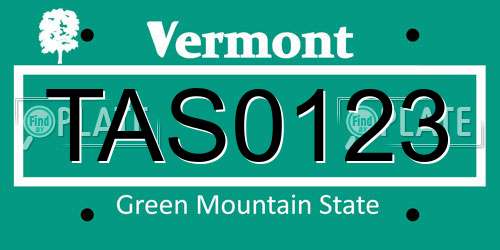 TAS0123 Vermont License Plate