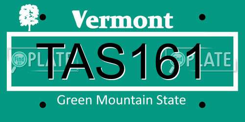 TAS161 Vermont License Plate