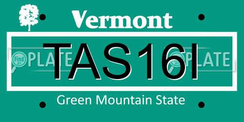 TAS16I Vermont License Plate