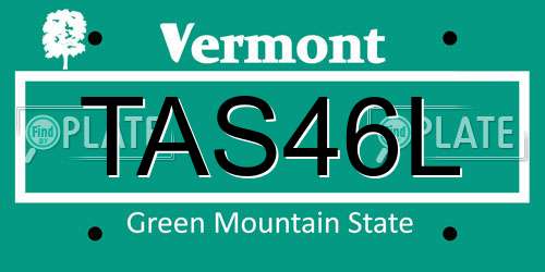 TAS46L Vermont License Plate
