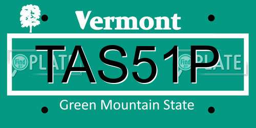 TAS51P Vermont License Plate