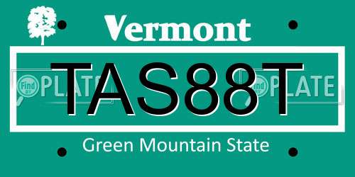 TAS88T Vermont License Plate
