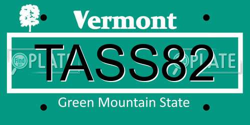 TASS82 Vermont License Plate