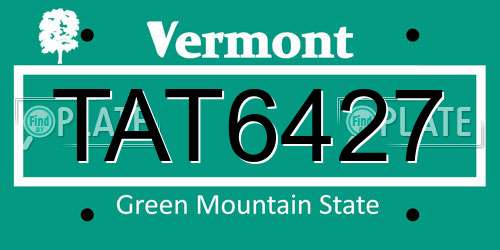 TAT6427 Vermont License Plate