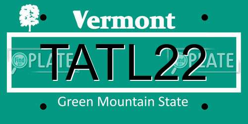 TATL22 Vermont License Plate
