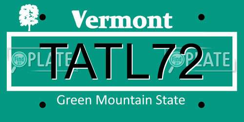 TATL72 Vermont License Plate