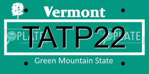 TATP22 Vermont License Plate