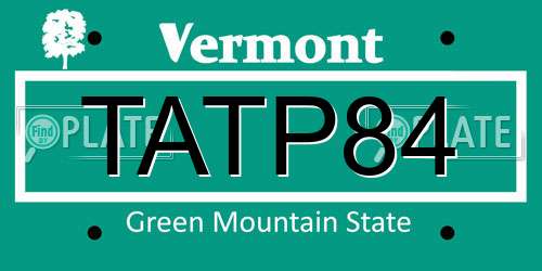 TATP84 Vermont License Plate