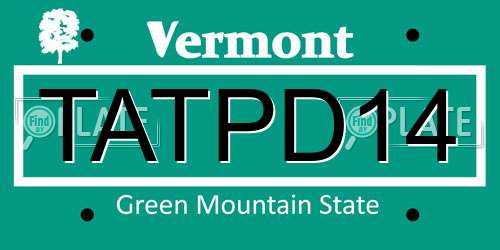 TATPD14 Vermont License Plate
