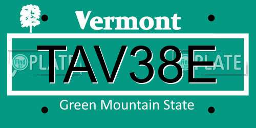 TAV38E Vermont License Plate