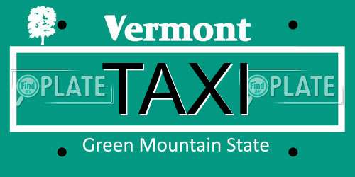 TAXI Vermont License Plate