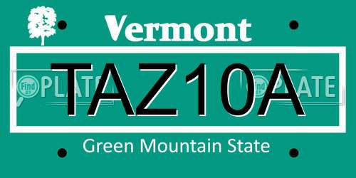 TAZ10A Vermont License Plate