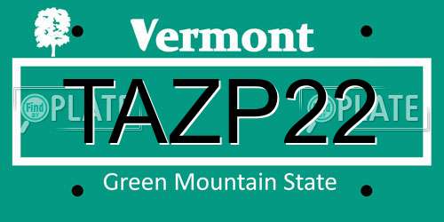 TAZP22 Vermont License Plate