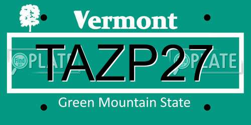 TAZP27 Vermont License Plate