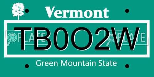 TB0O2W Vermont License Plate