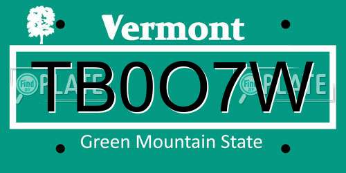 TB0O7W Vermont License Plate