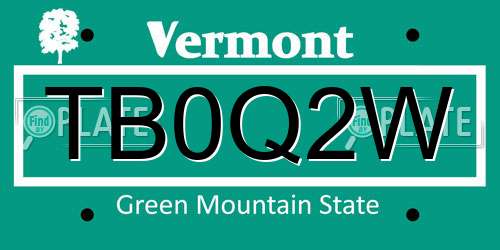 TB0Q2W Vermont License Plate