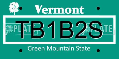 TB1B2S Vermont License Plate