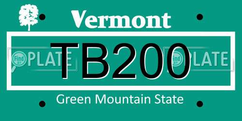 TB200 Vermont License Plate