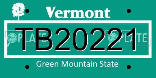 TB20221 Vermont License Plate