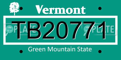 TB20771 Vermont License Plate