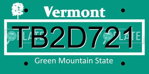 TB2D721 Vermont License Plate