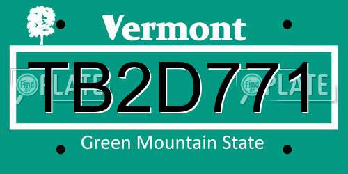 TB2D771 Vermont License Plate