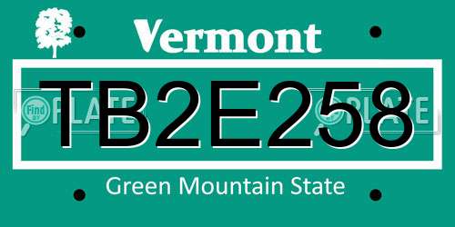 TB2E258 Vermont License Plate