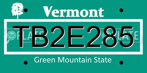 TB2E285 Vermont License Plate