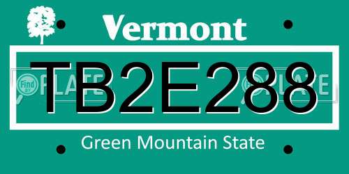 TB2E288 Vermont License Plate