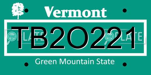 TB2O221 Vermont License Plate