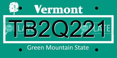 TB2Q221 Vermont License Plate