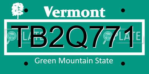TB2Q771 Vermont License Plate