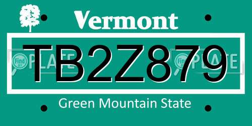 TB2Z879 Vermont License Plate