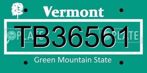 TB36561 Vermont License Plate