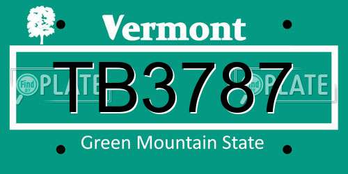 TB3787 Vermont License Plate