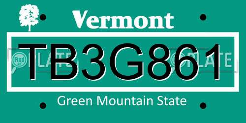 TB3G861 Vermont License Plate